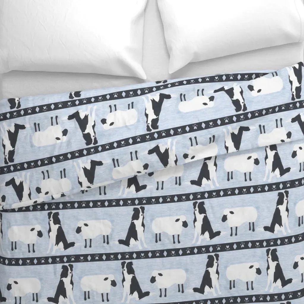 Primitive Border Collie Duvet Cover - Black alternate view