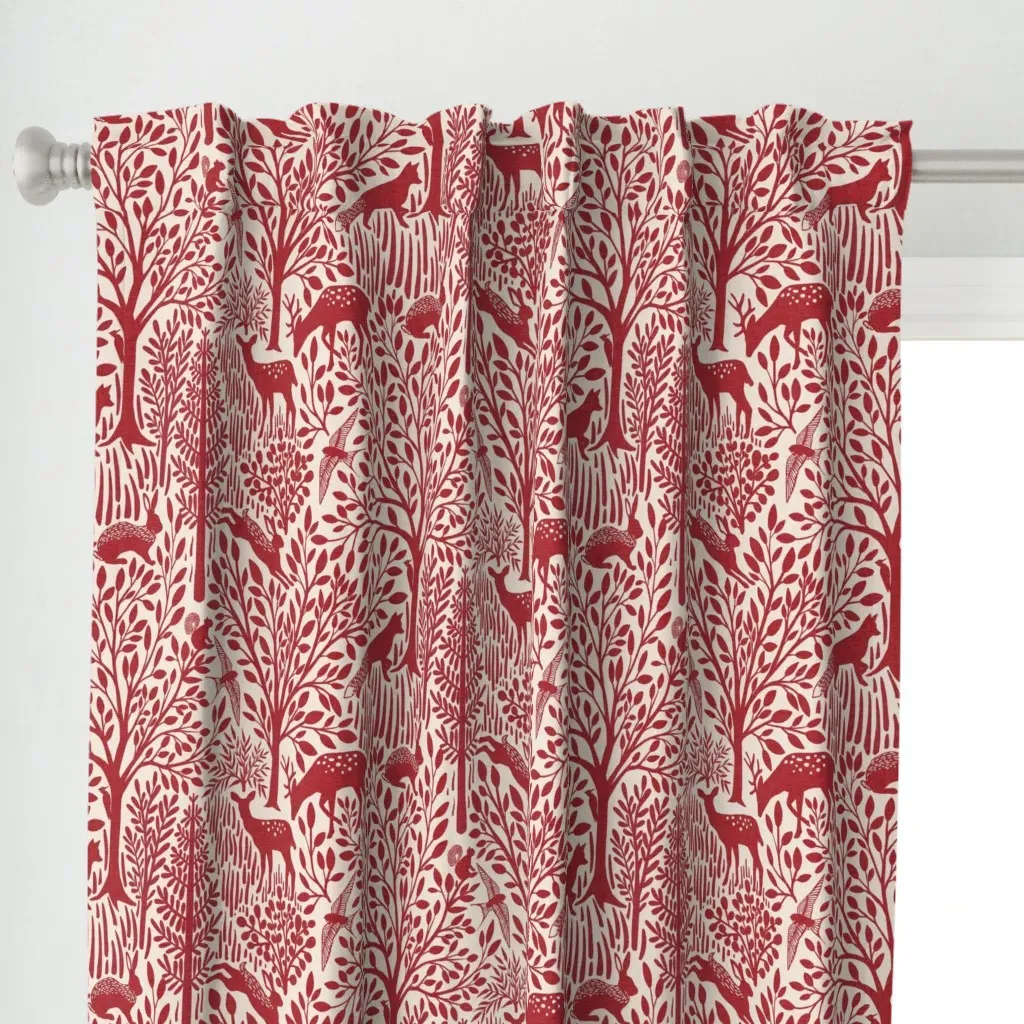 Primrose Forest Curtain Panel - Red alternate view
