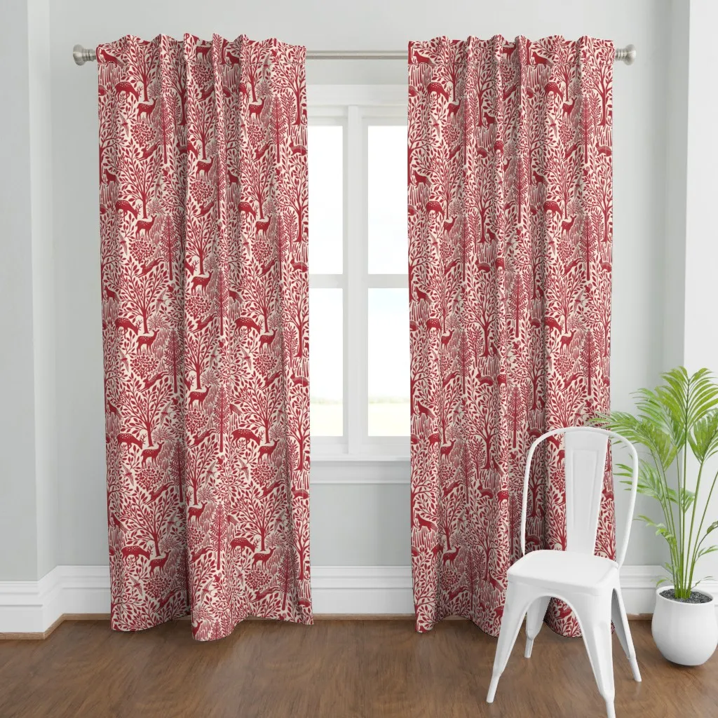 Primrose Forest Curtain Panel - Red product