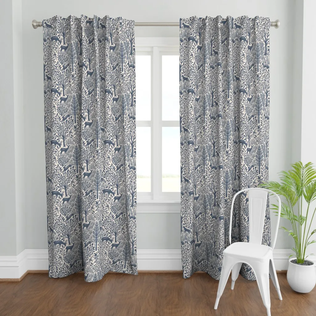 Primrose Forest in Dusk Curtain Panel - Navy Blue product