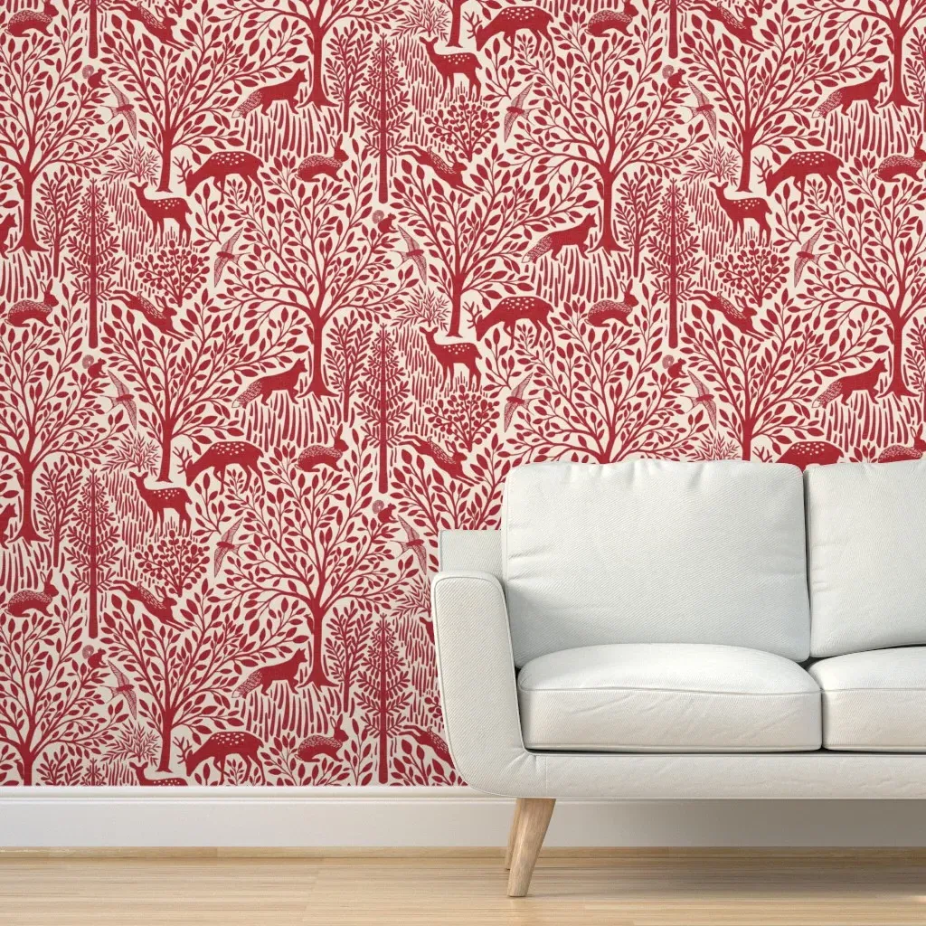 Primrose Forest Peel and Stick Wallpaper - Cranberry product