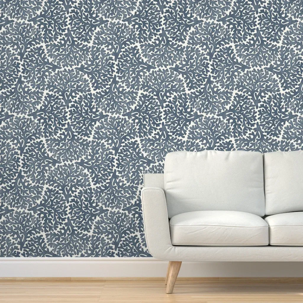 Printed Fan Coral Peel and Stick Wallpaper - Navy Blue product