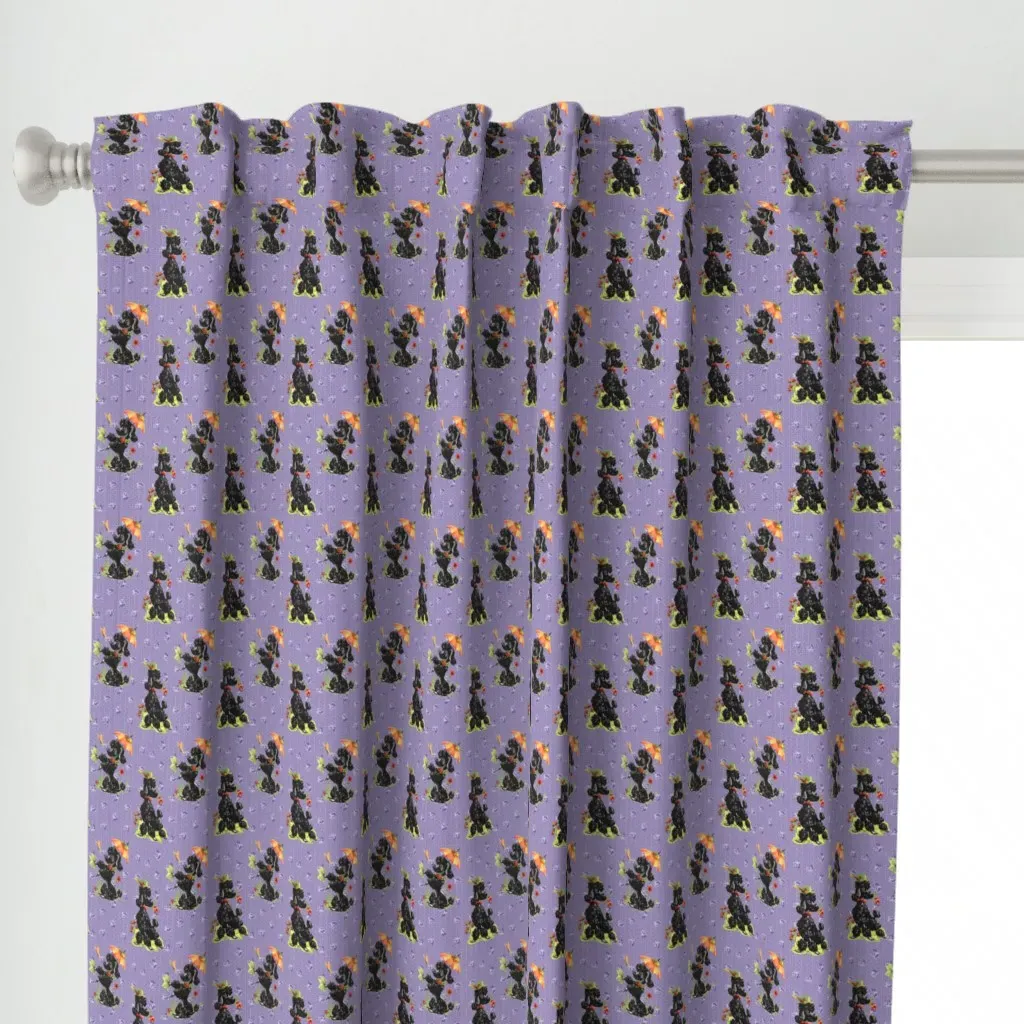 Prissy Poodles Curtain Panel - Black alternate view