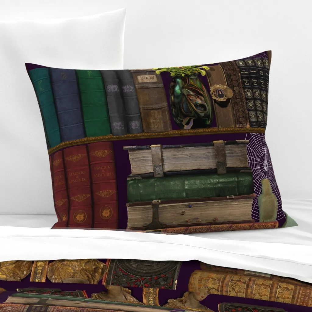 Professor Darksage's Forbidden Library Standard Knife Edge Pillow - Dark Purple, Cotton Sateen product