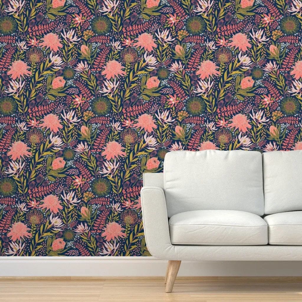 Protea Garden Peel and Stick Wallpaper - Pink product