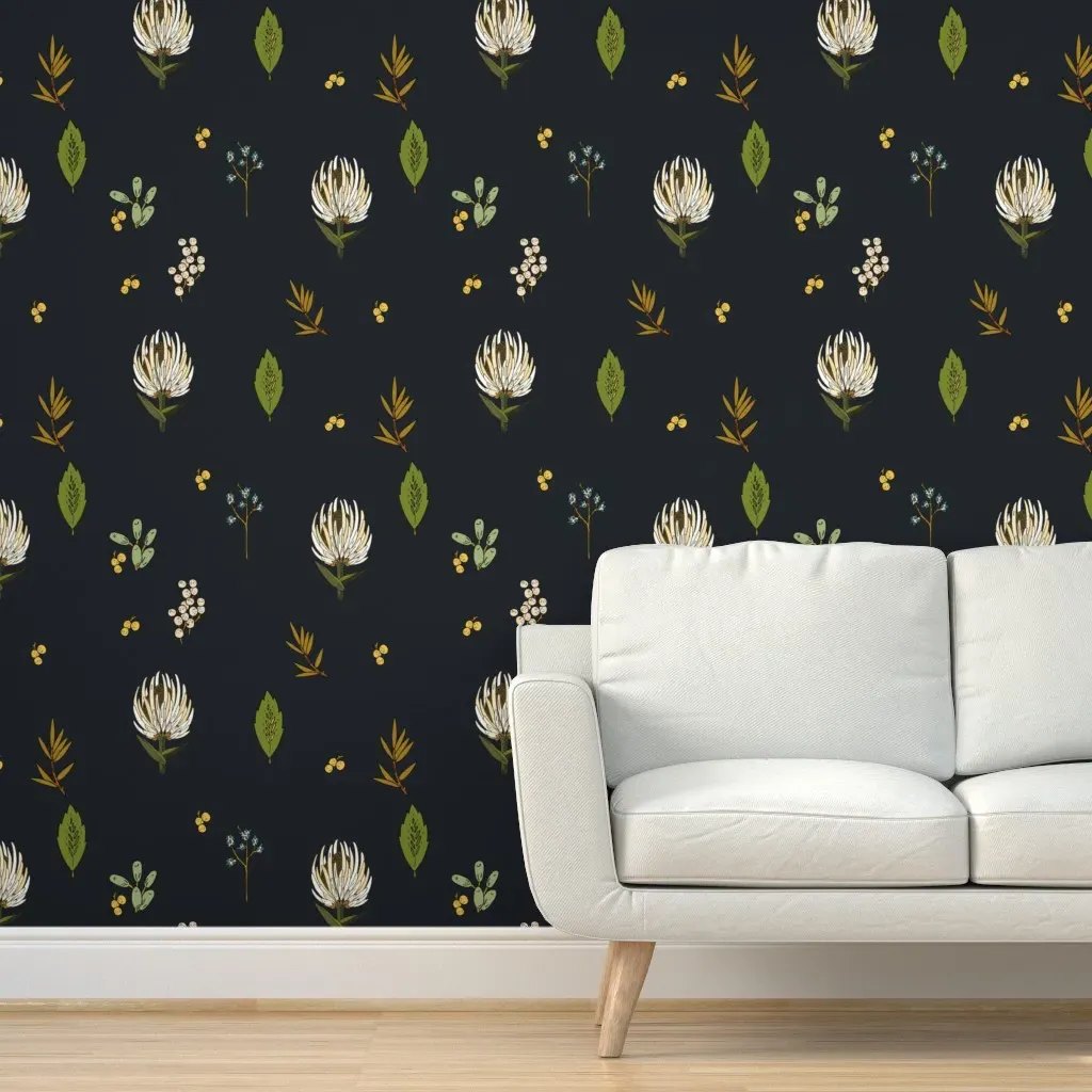 Protea Natural Large Peel and Stick Wallpaper - Black, Brown product