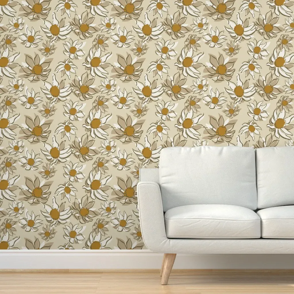 Protea Soft Floral Peel and Stick Wallpaper - Beige product