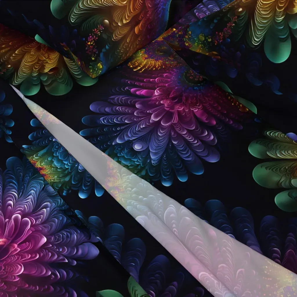 Psychedelic Cosmic Neon Fractal Bloom Queen Sheet Set - Pink alternate view