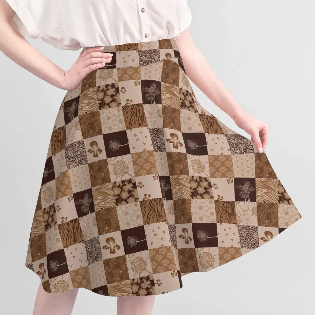 Pua Kala Hawaii Flower Cheater Patchwork Quilt Fabric - Brown alternate view