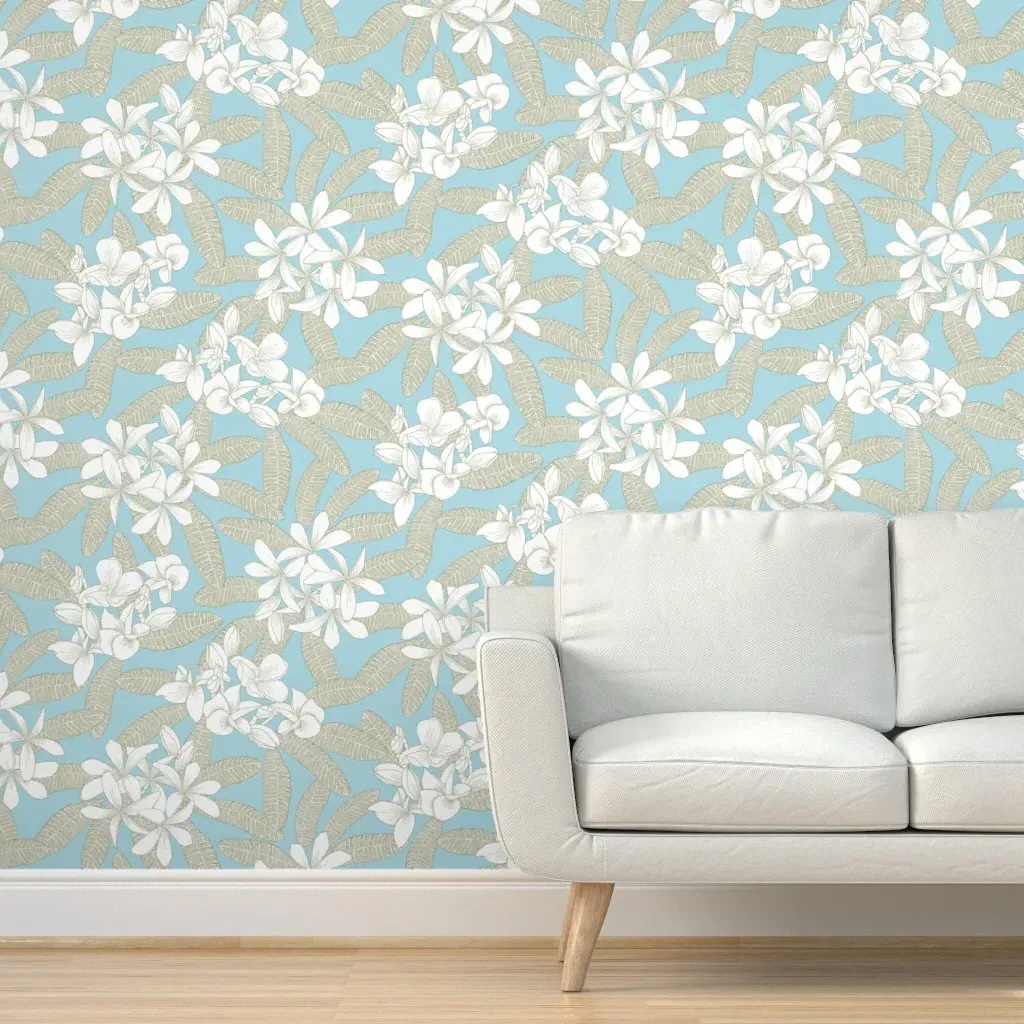 Pua Melia Marsh Grass Peel and Stick Wallpaper - White, Aquatic product