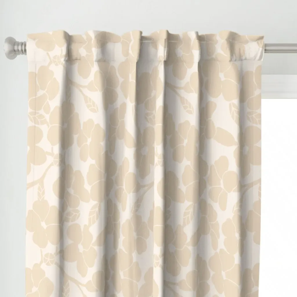 Puakenikeni Block Print Curtain Panel - Beige alternate view