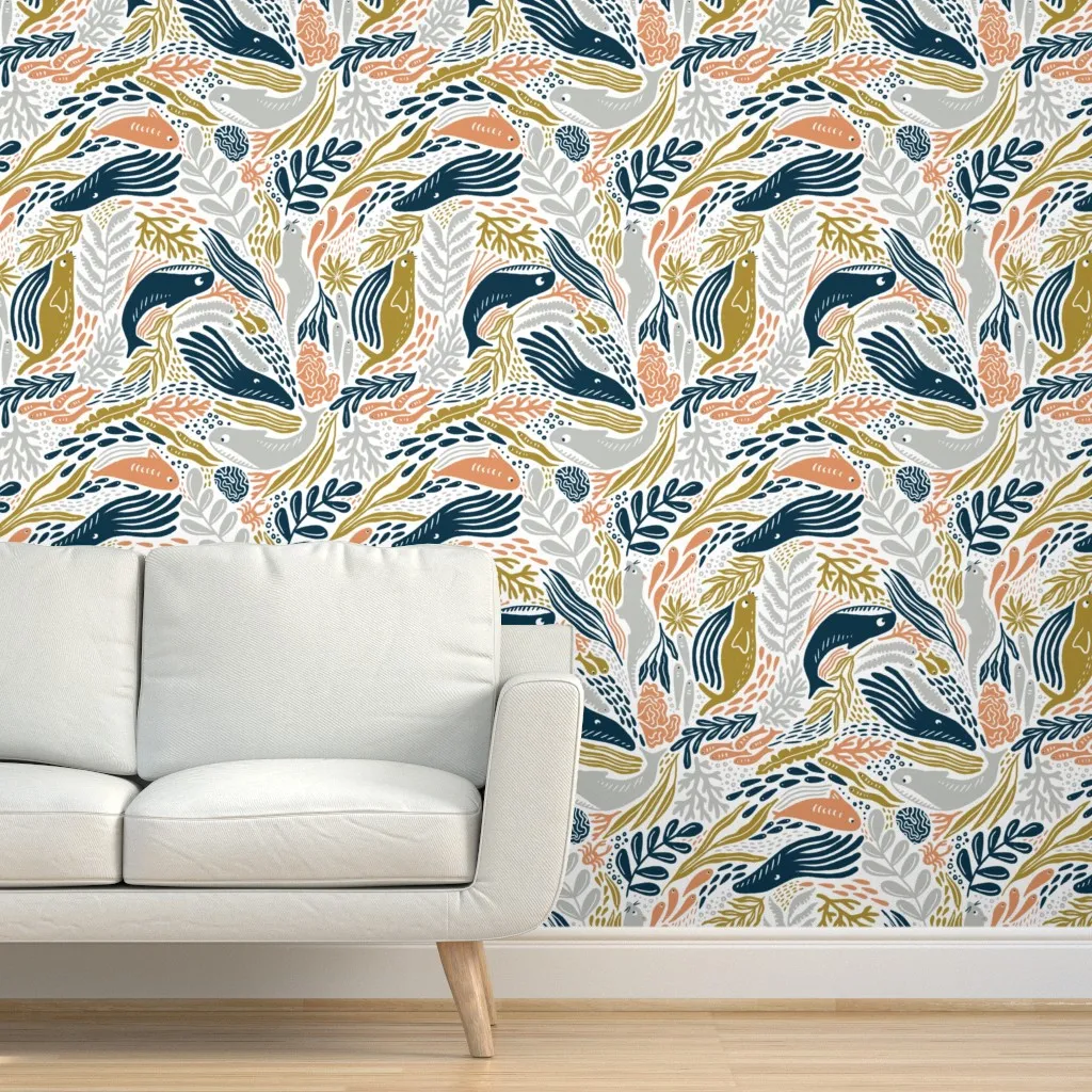 Puget Sound Peel and Stick Wallpaper - Navy Blue product