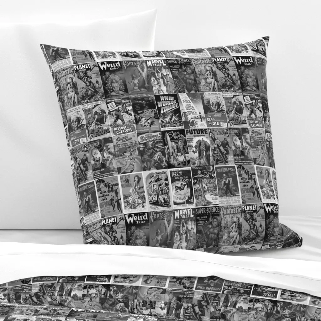 Pulp Fiction Sci-Fi Euro Pillow Sham - Black & White product