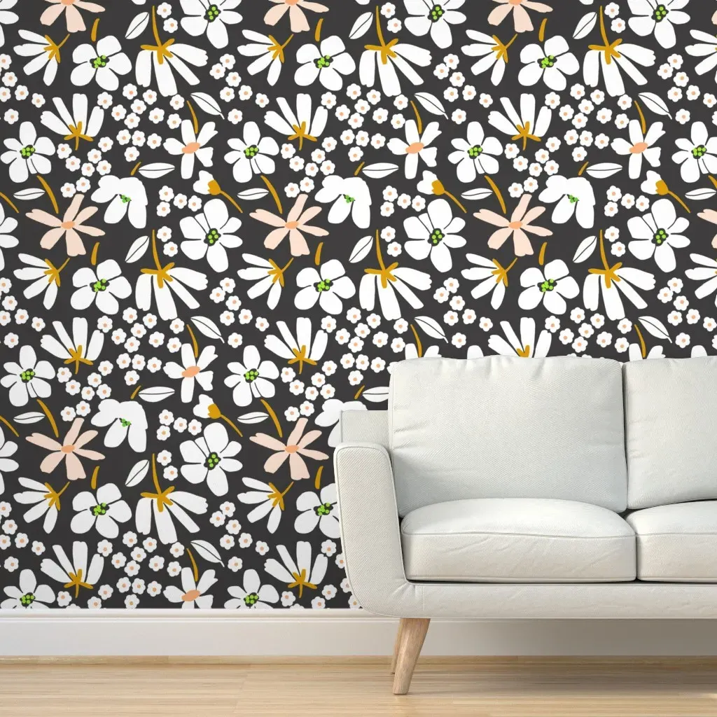 Punchy Floral Peel and Stick Wallpaper - Black, White product