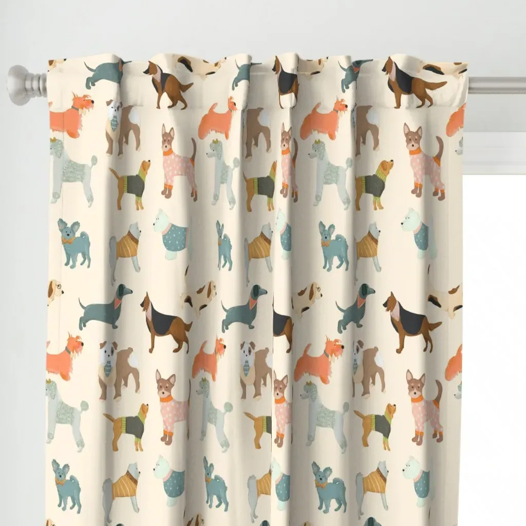 Puppies On Parade Curtain Panel - Cream alternate view