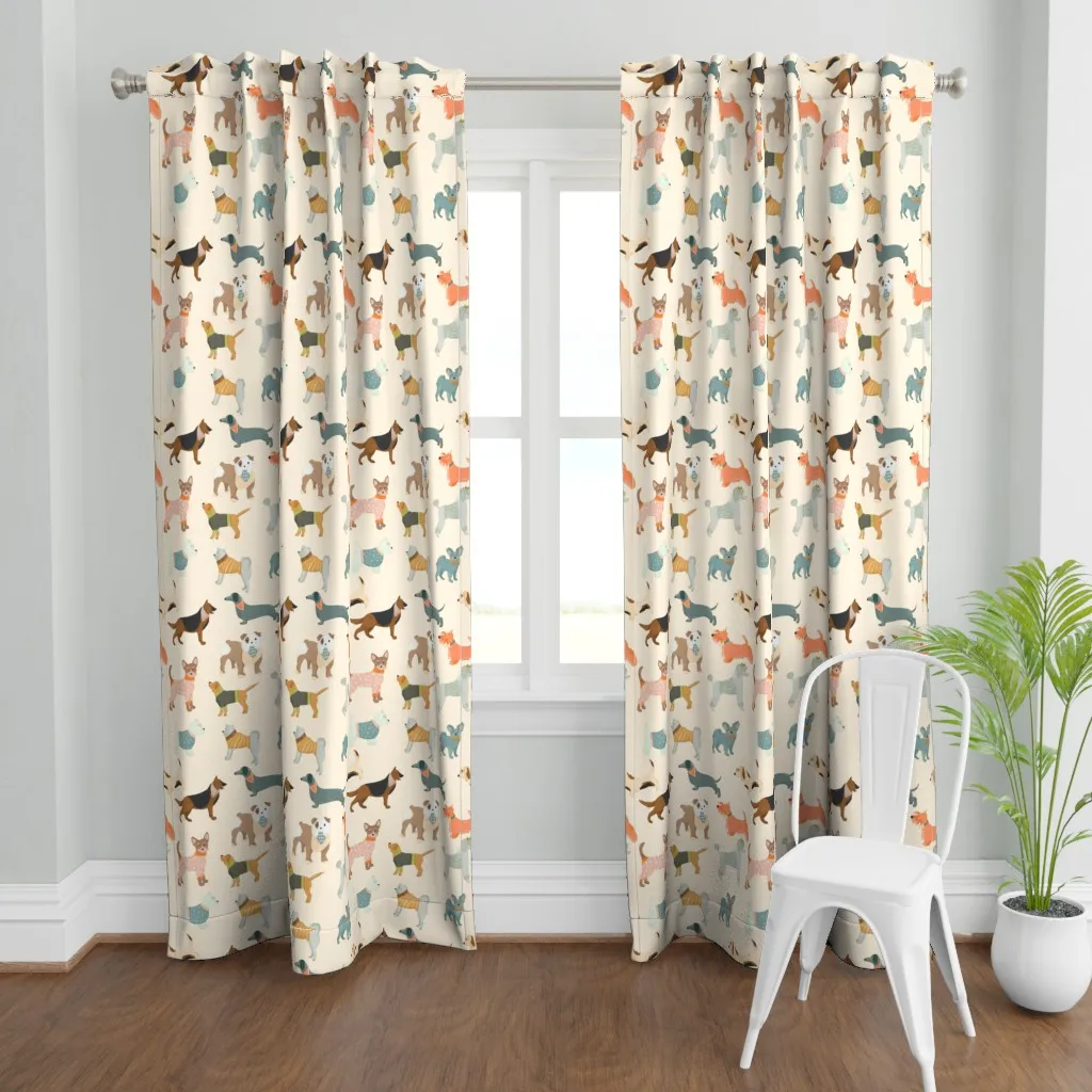 Puppies On Parade Curtain Panel - Cream product