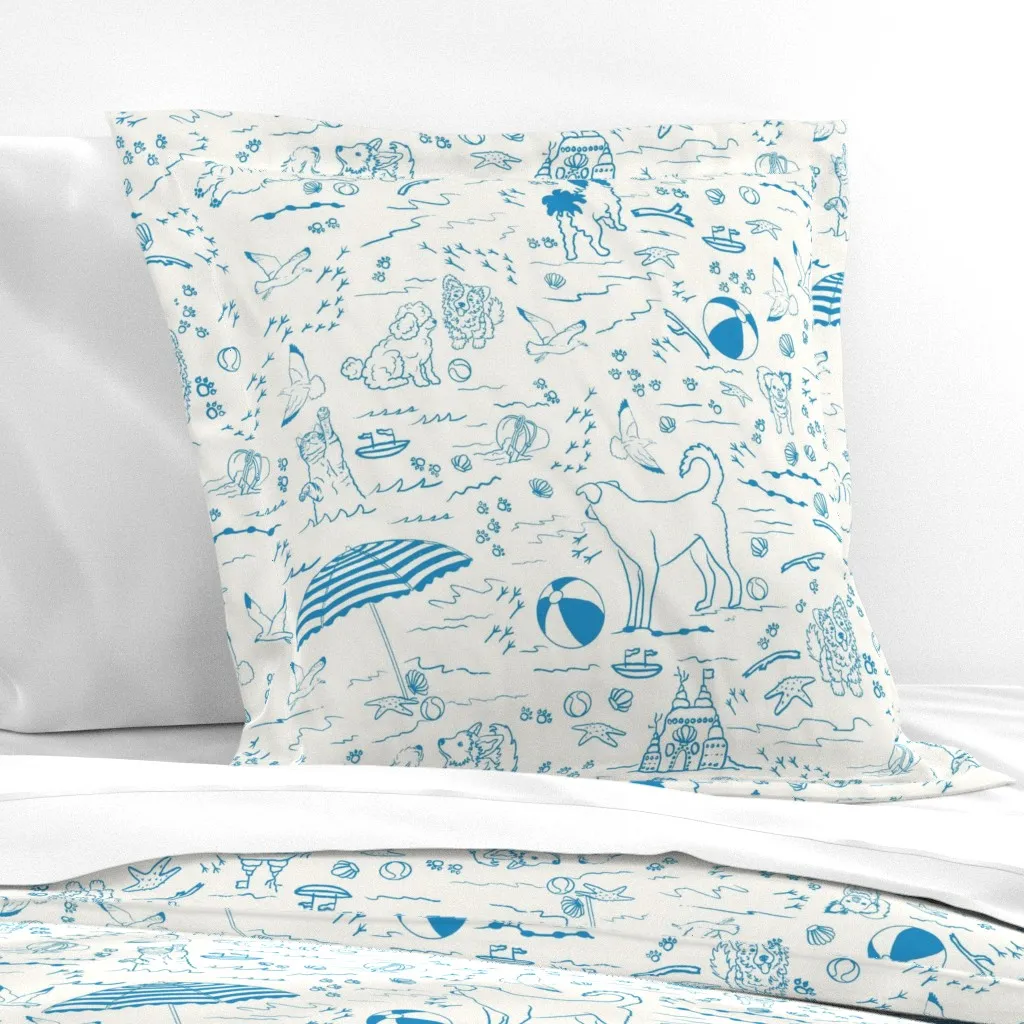 Puppies Playing At The Beach Euro Pillow Sham - Blue product