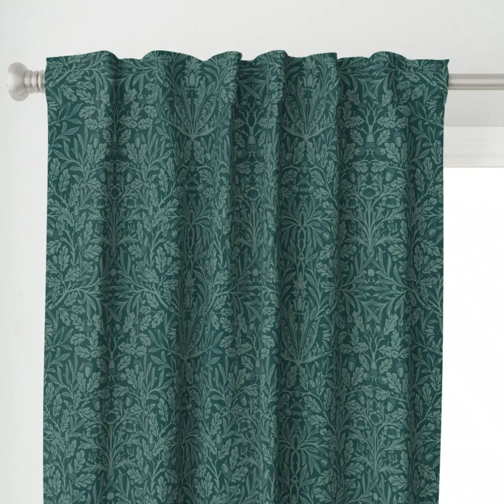 Pure Acorn William Morris Curtain Panel - Teal alternate view