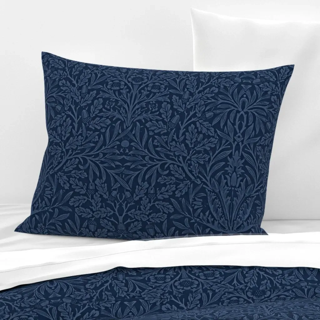 Pure Acorn William Morris Standard Knife Edge Pillow - Navy Blue, Cotton Sateen product
