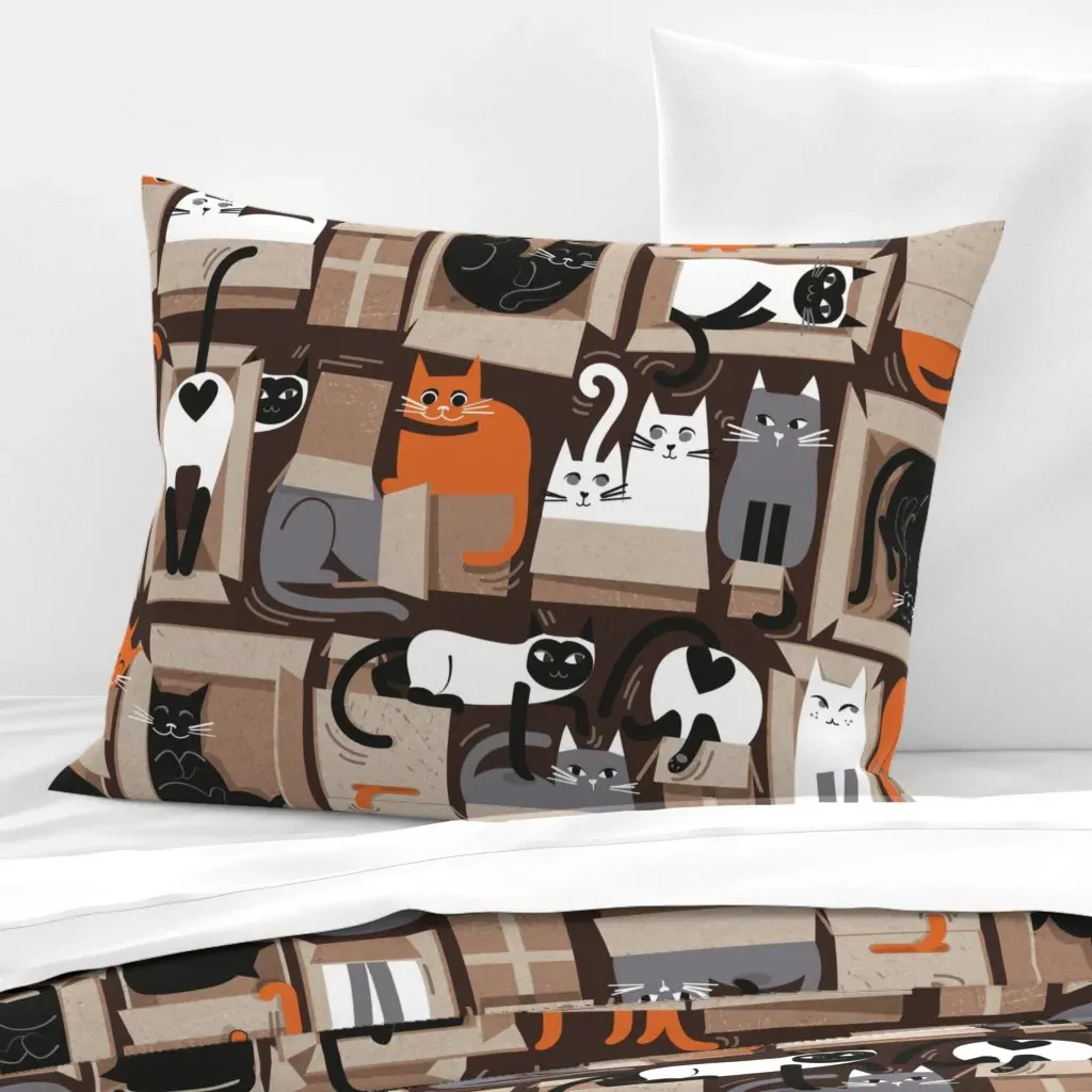 Purfect Feline Architecture Standard Knife Edge Pillow - Orange product