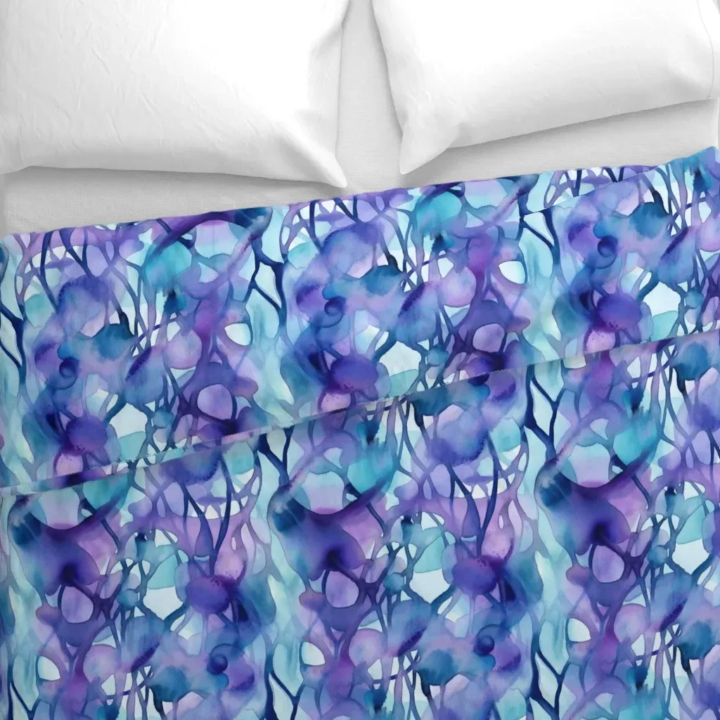 Purple Blue and Teal Abstract Duvet Cover - Purple alternate view