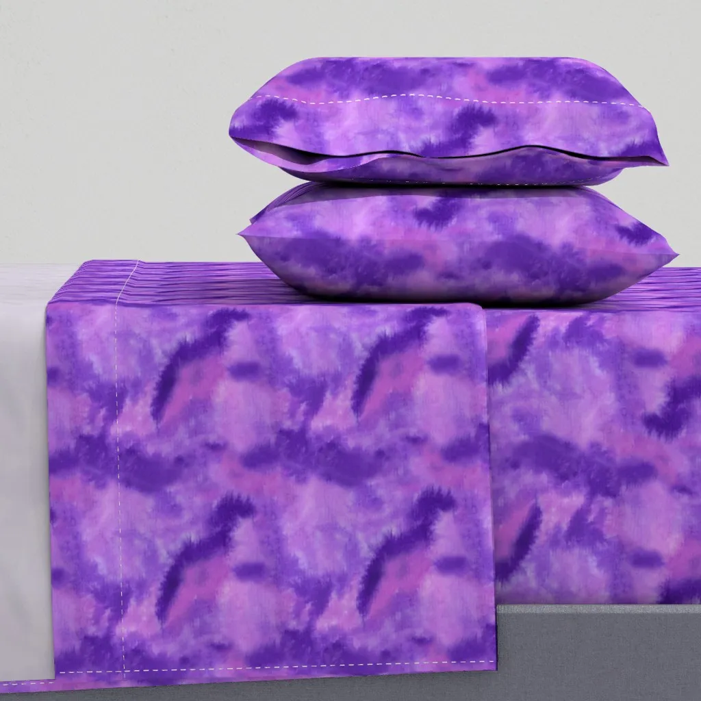 Purple Mottled Watercolor Wash Queen Sheet Set - Lavender product