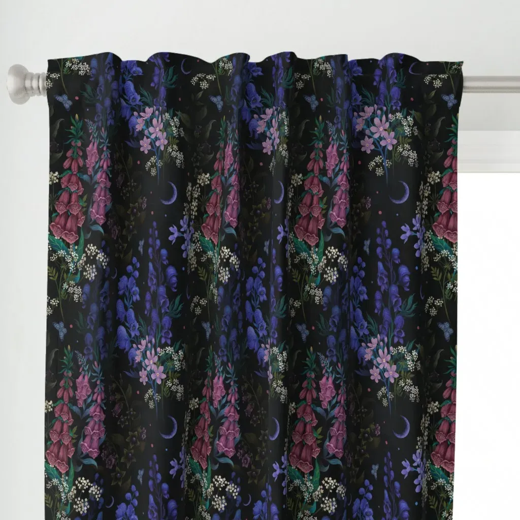Purple Night Monkshood Curtain Panel - Dark Purple alternate view