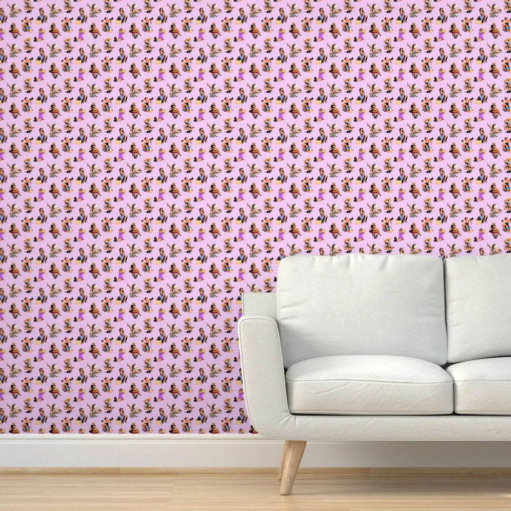 Purple Pinups + Pets Peel and Stick Wallpaper - Lavender product