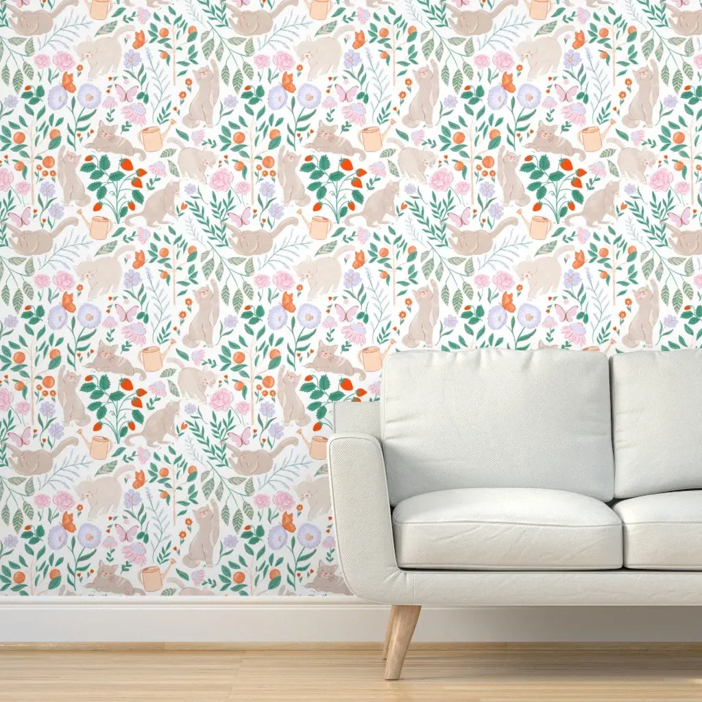 Purrfect Garden Peel and Stick Wallpaper - Light Beige product
