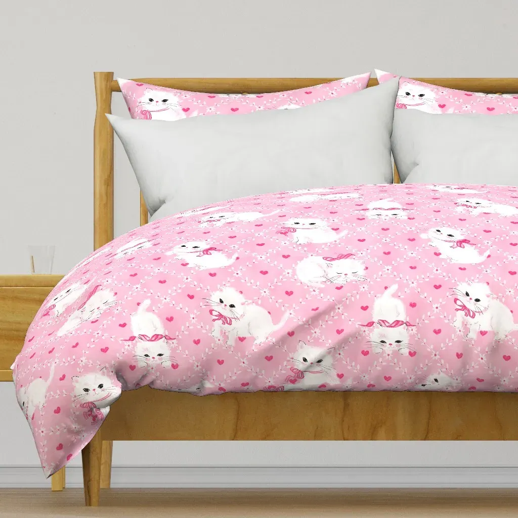 Purrsians White Kittens Duvet Cover - Pink product