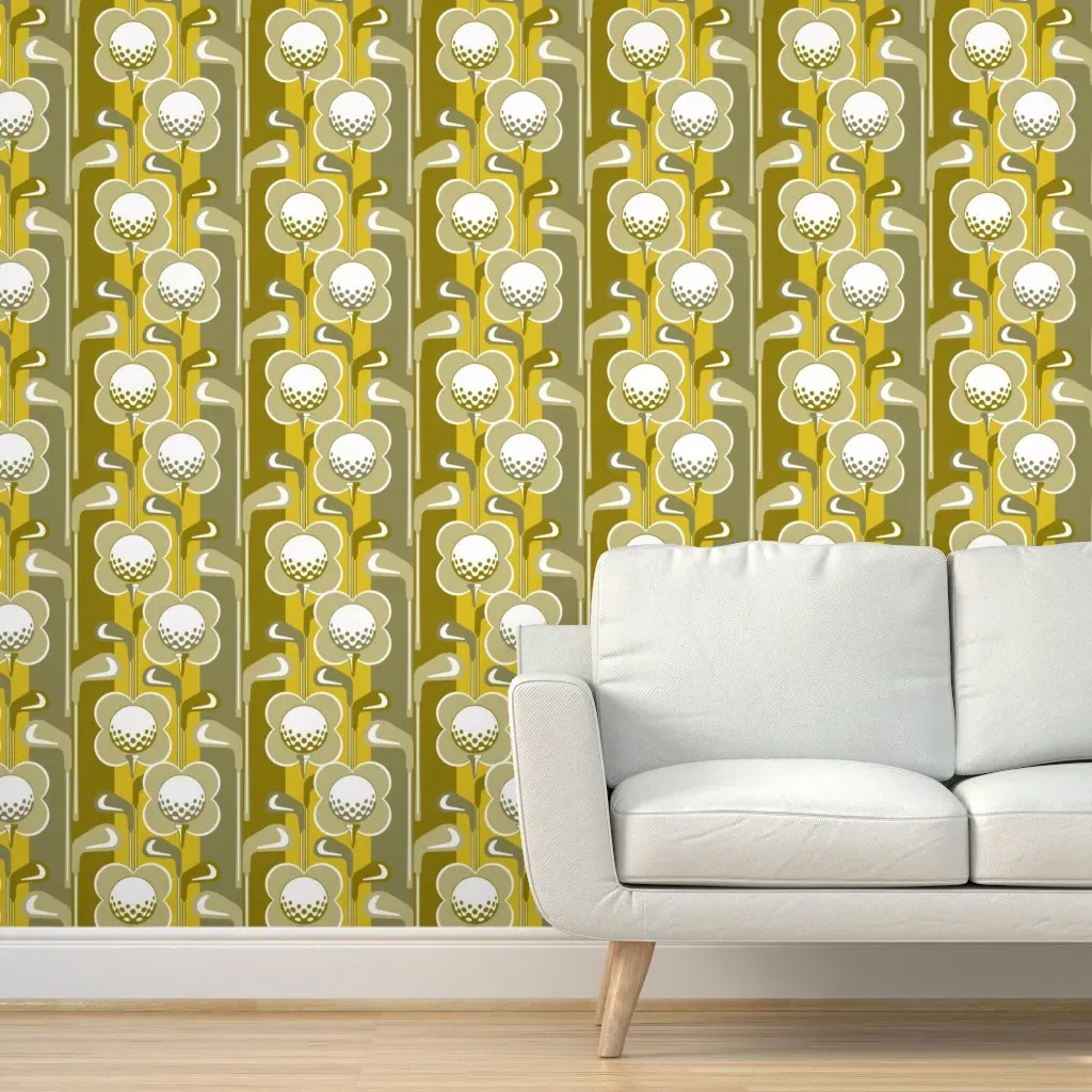 Putt-Ercup Par-Tee Peel and Stick Wallpaper - Green Monochrome product