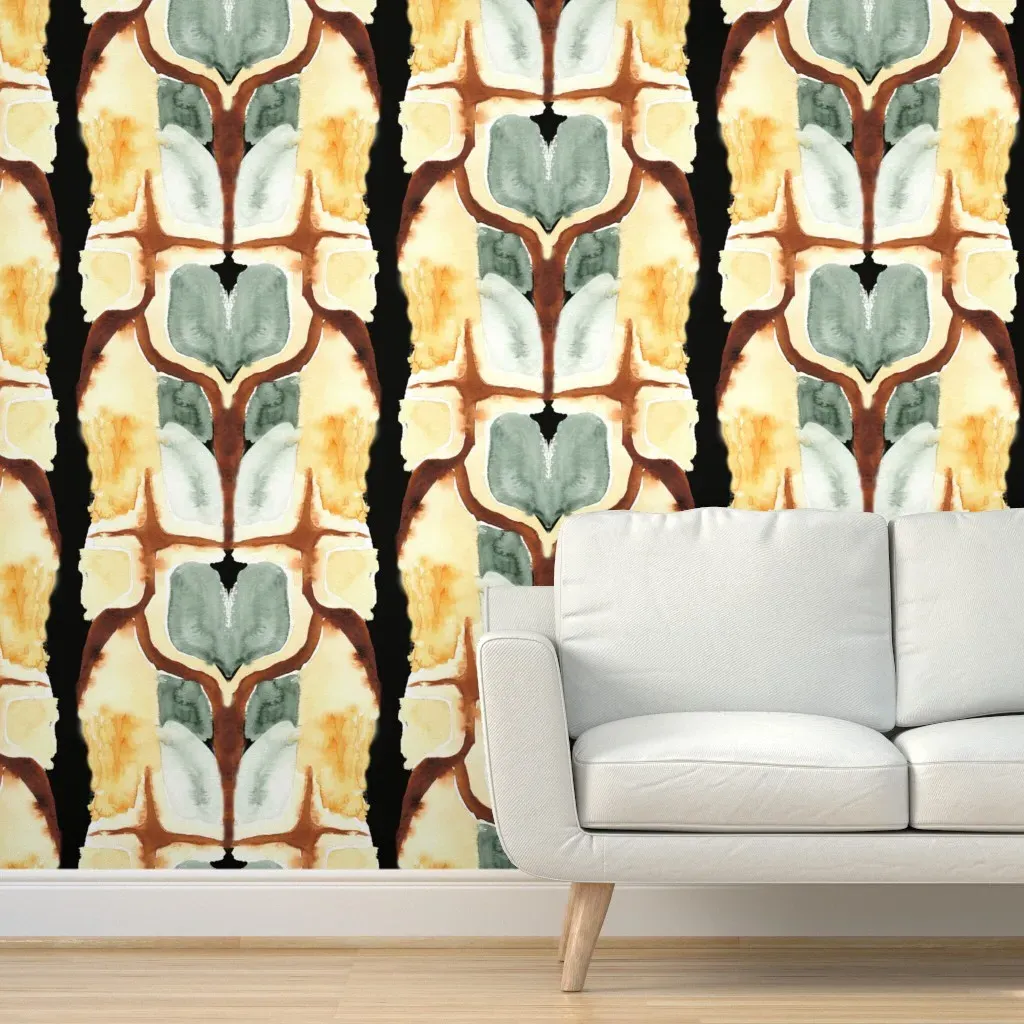Python Snake Skin Abstract Watercolor Peel and Stick Wallpaper - Brown product