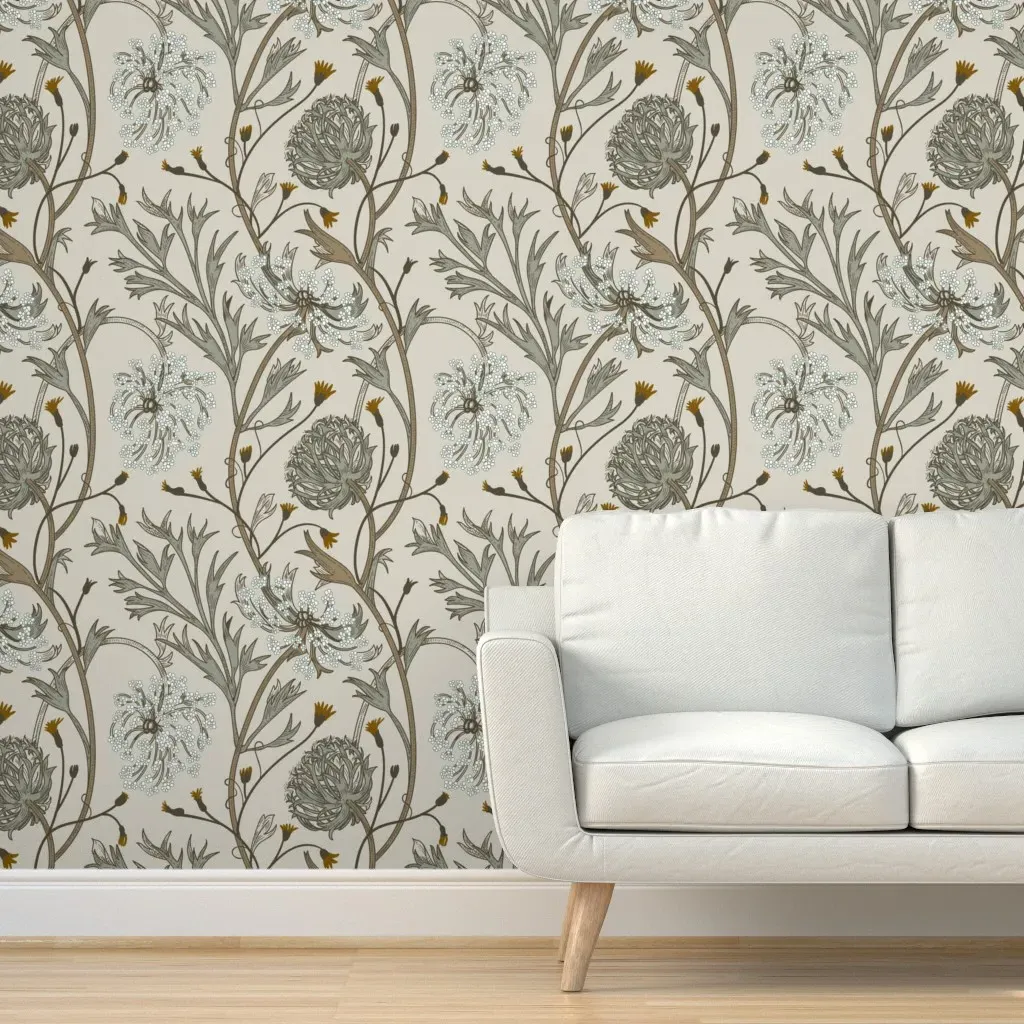 Queen Anne 2x12ft Peel and Stick Wallpaper - Gray-Green product