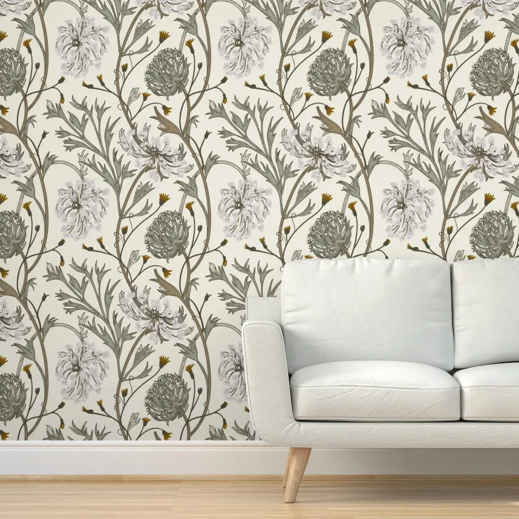 Queen Anne Peel and Stick Wallpaper Removable - Gray-Green product