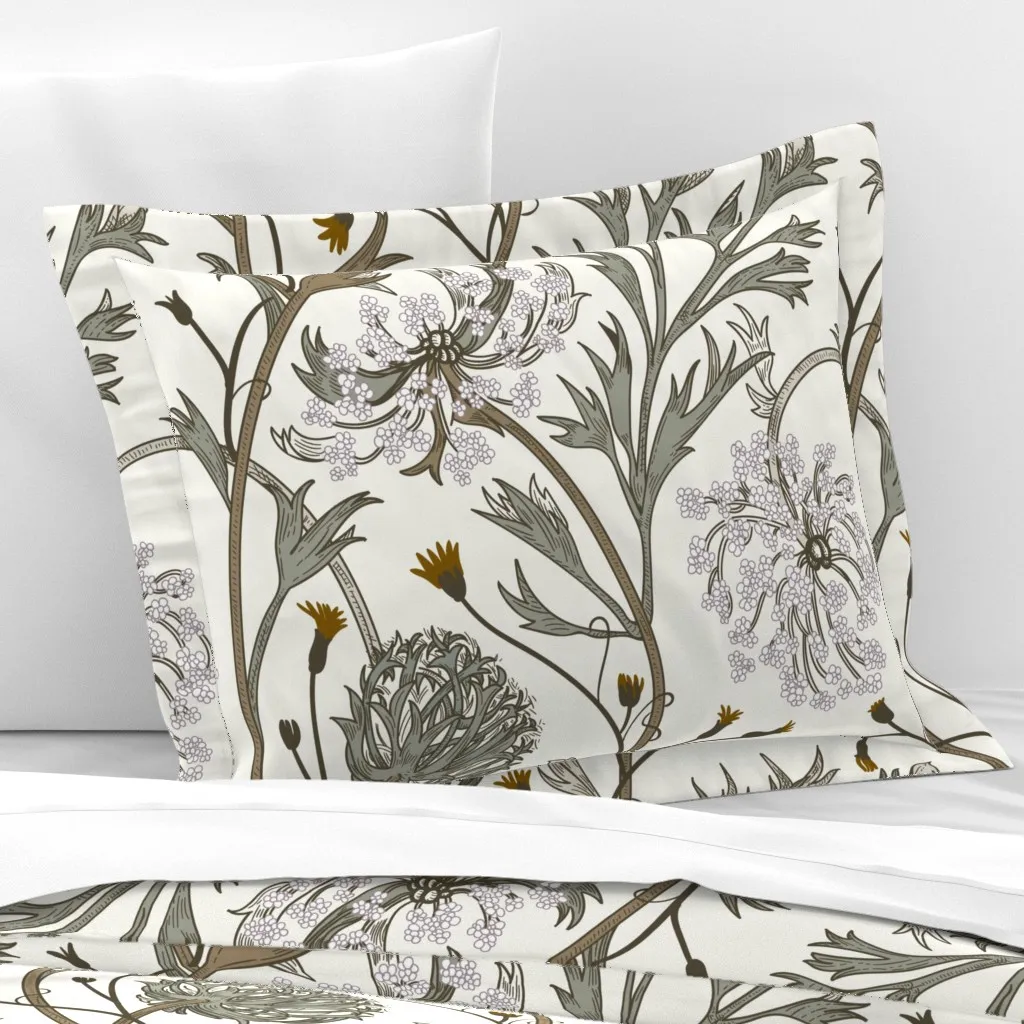 Queen Anne Standard Flanged Cushion Cover - Gray-Green, Cotton Sateen product