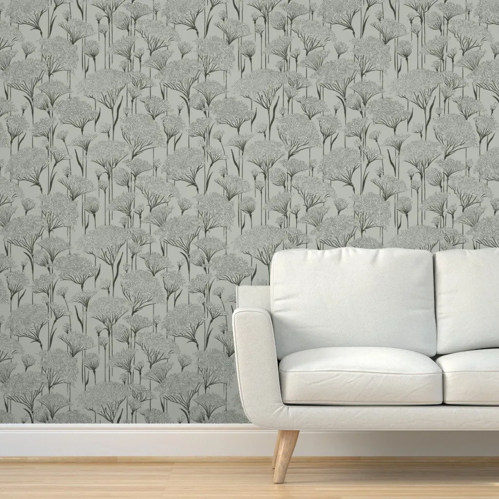 Queen Anne's Lace Botanical Peel and Stick Wallpaper - Pale Green, White product