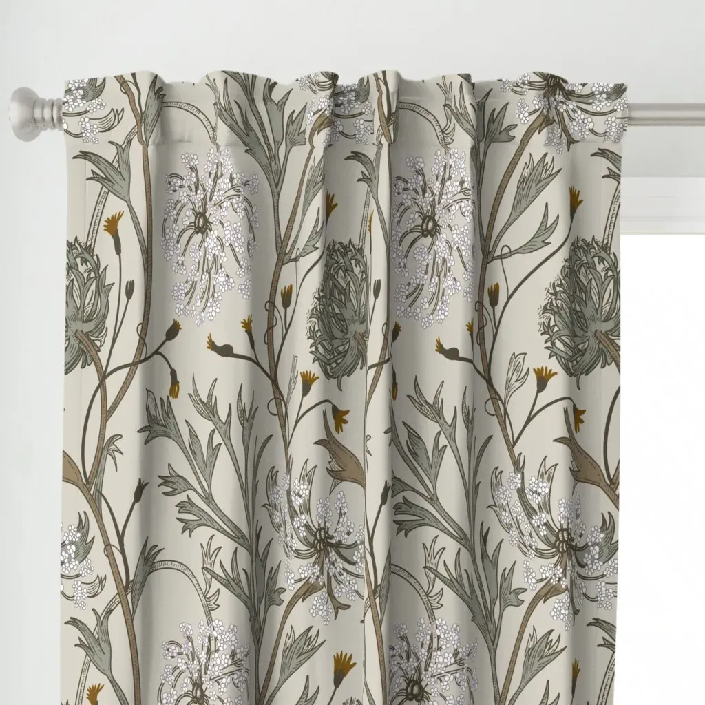 Queen Anne's Lace Curtain Panel - Gray-Green alternate view