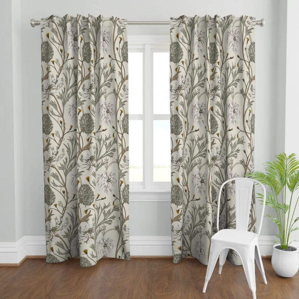 Queen Anne's Lace Curtain Panel - Gray-Green product