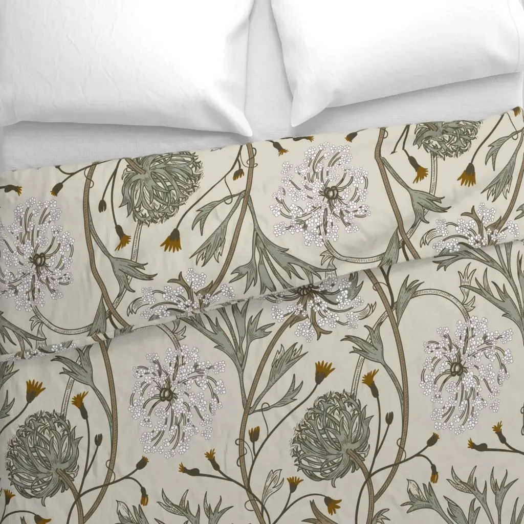 Queen Anne's Lace Duvet Cover - Gray-Green alternate view