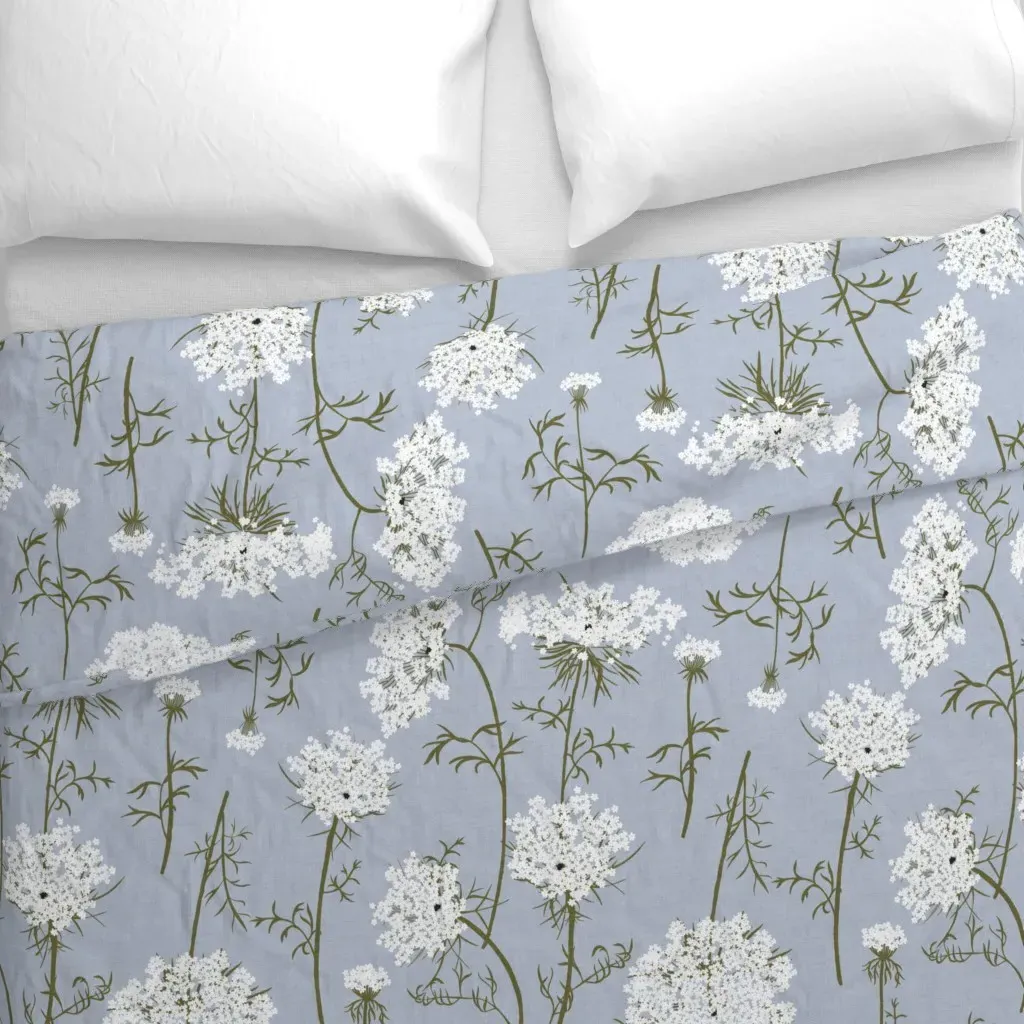 Queen Anne's Lace Large Duvet Cover - Blue, White alternate view