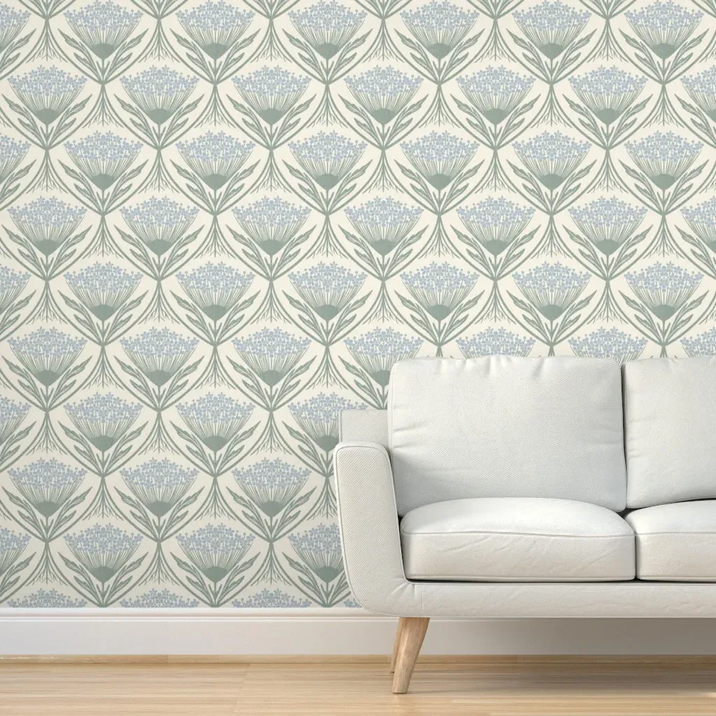Queen Anne's Lace Large Peel and Stick Wallpaper - Blue, Green product