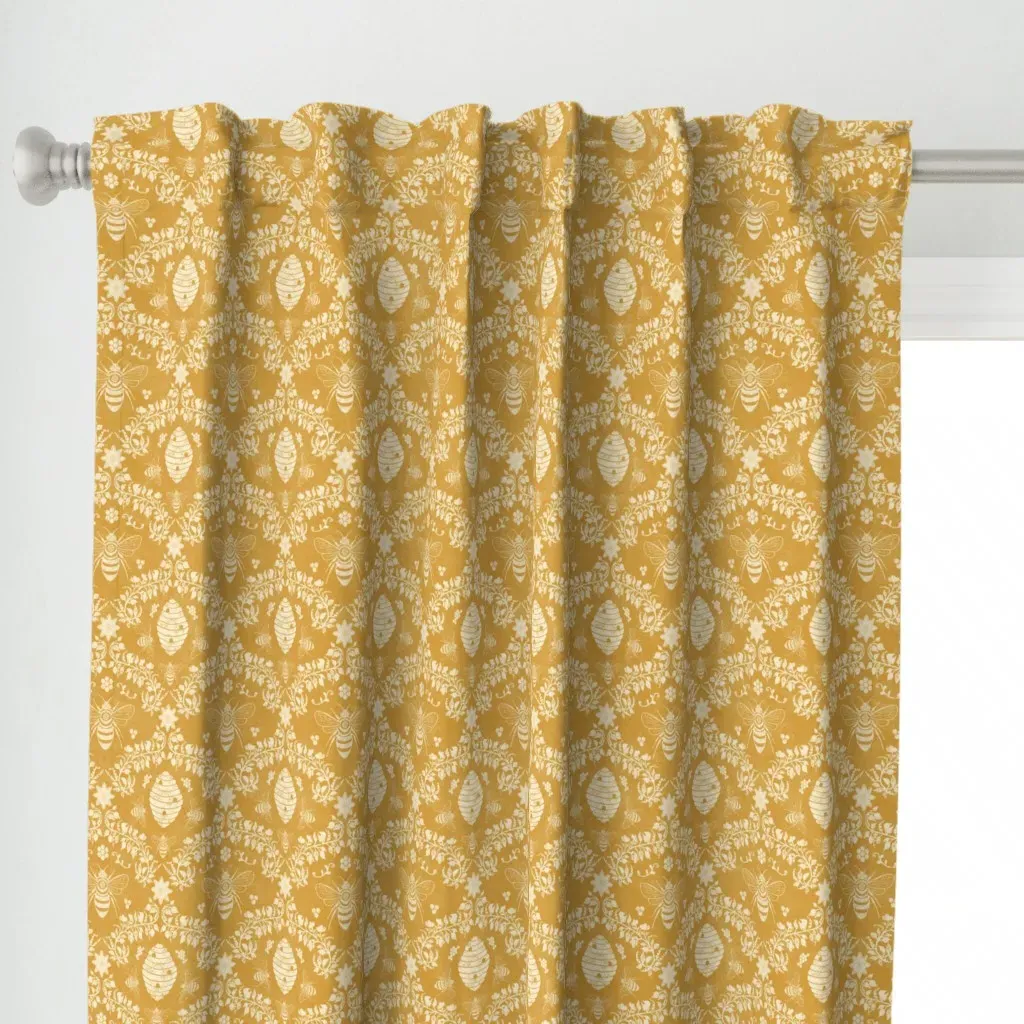 Queen Bee Goldenrod Curtain Panel - Mustard Yellow alternate view
