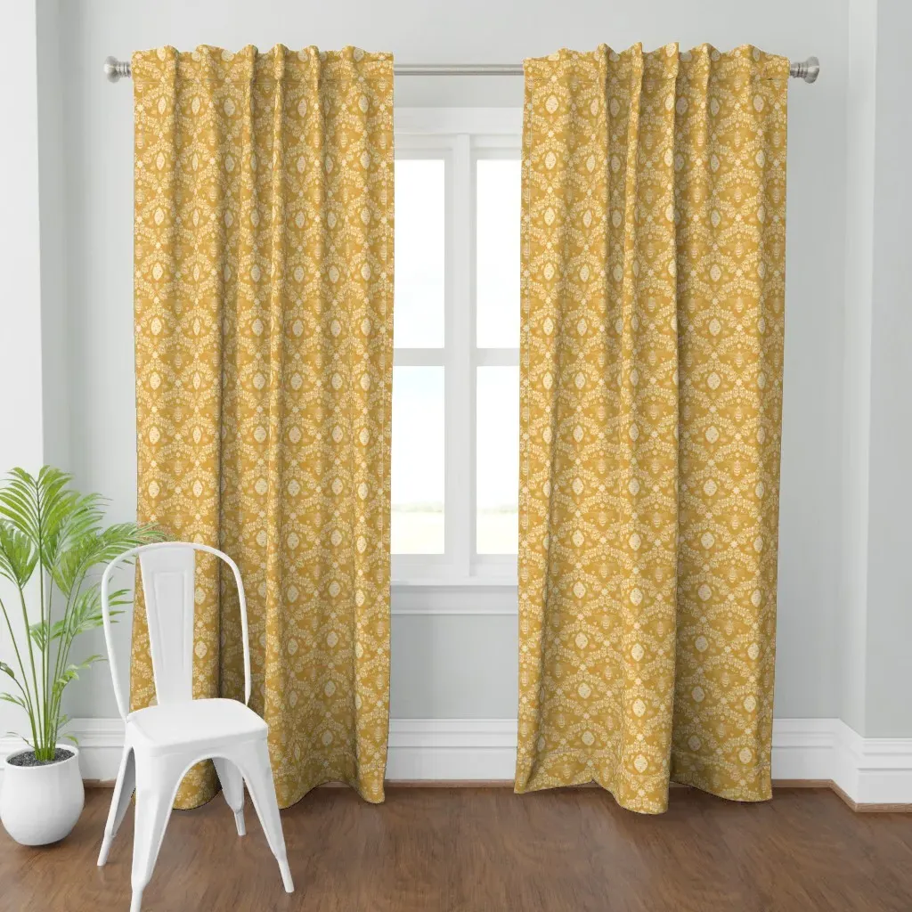 Queen Bee Goldenrod Curtain Panel - Mustard Yellow product