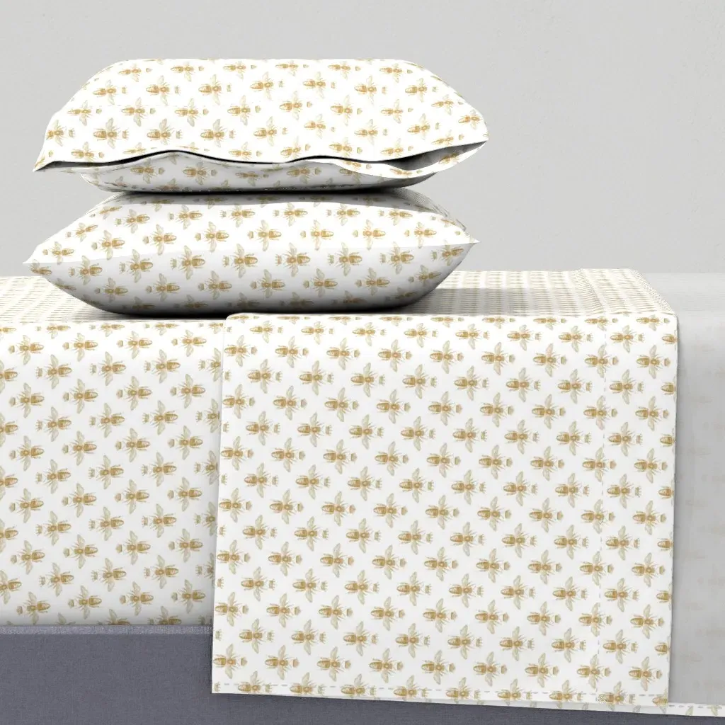 Queen Bees Honey On White King Sheet Set - Gold product