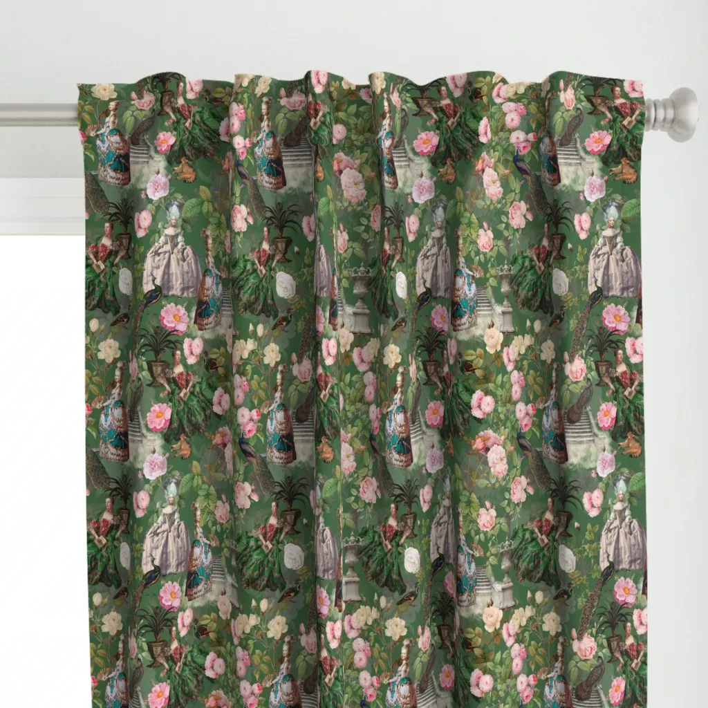 Queen Marie Antoinette Curtain Panel - Green alternate view