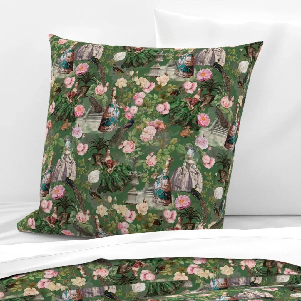 Queen Marie Antoinette Roses Euro Pillow Sham - Green product