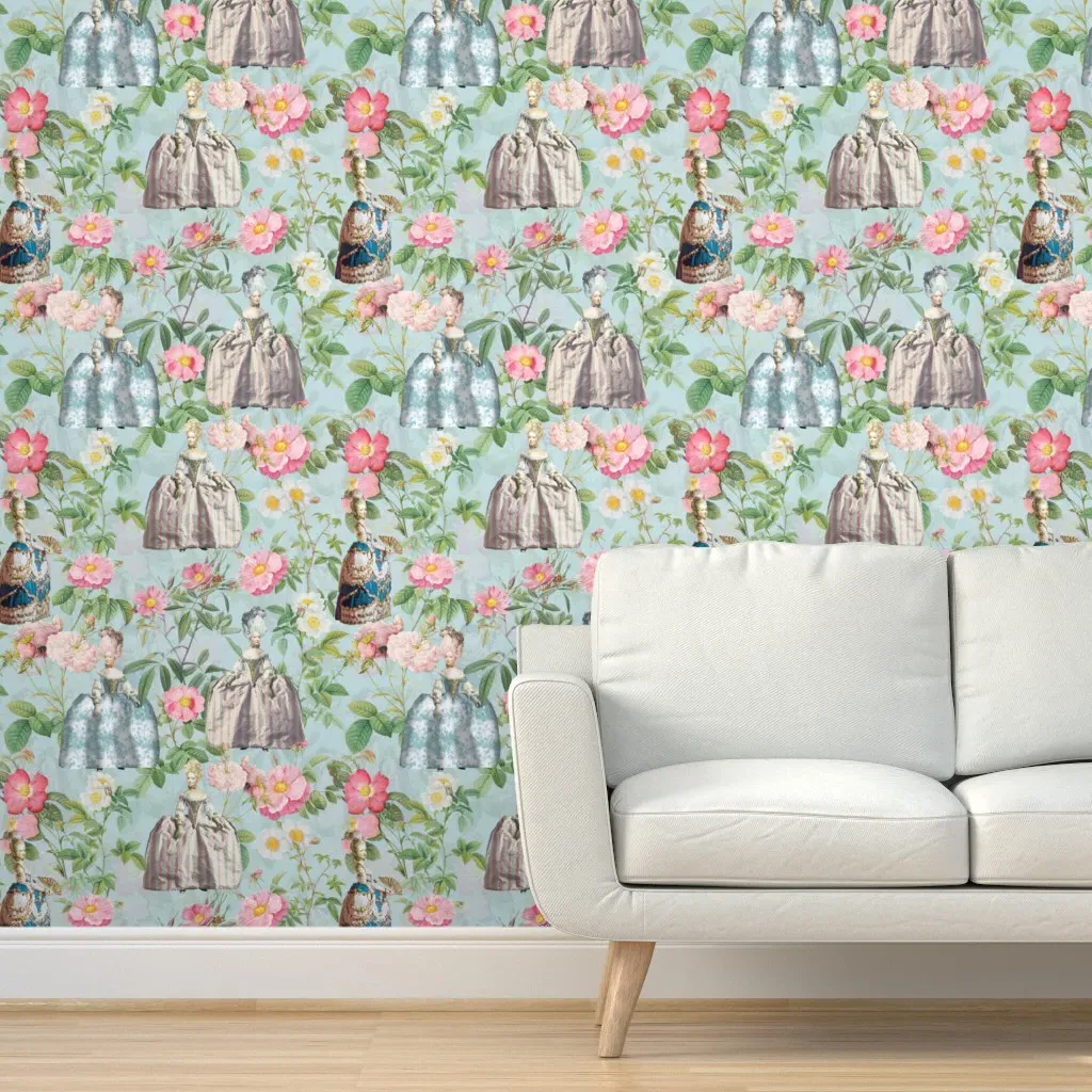 Queen Marie Antoinette Roses Floral Peel and Stick Wallpaper - Pink product
