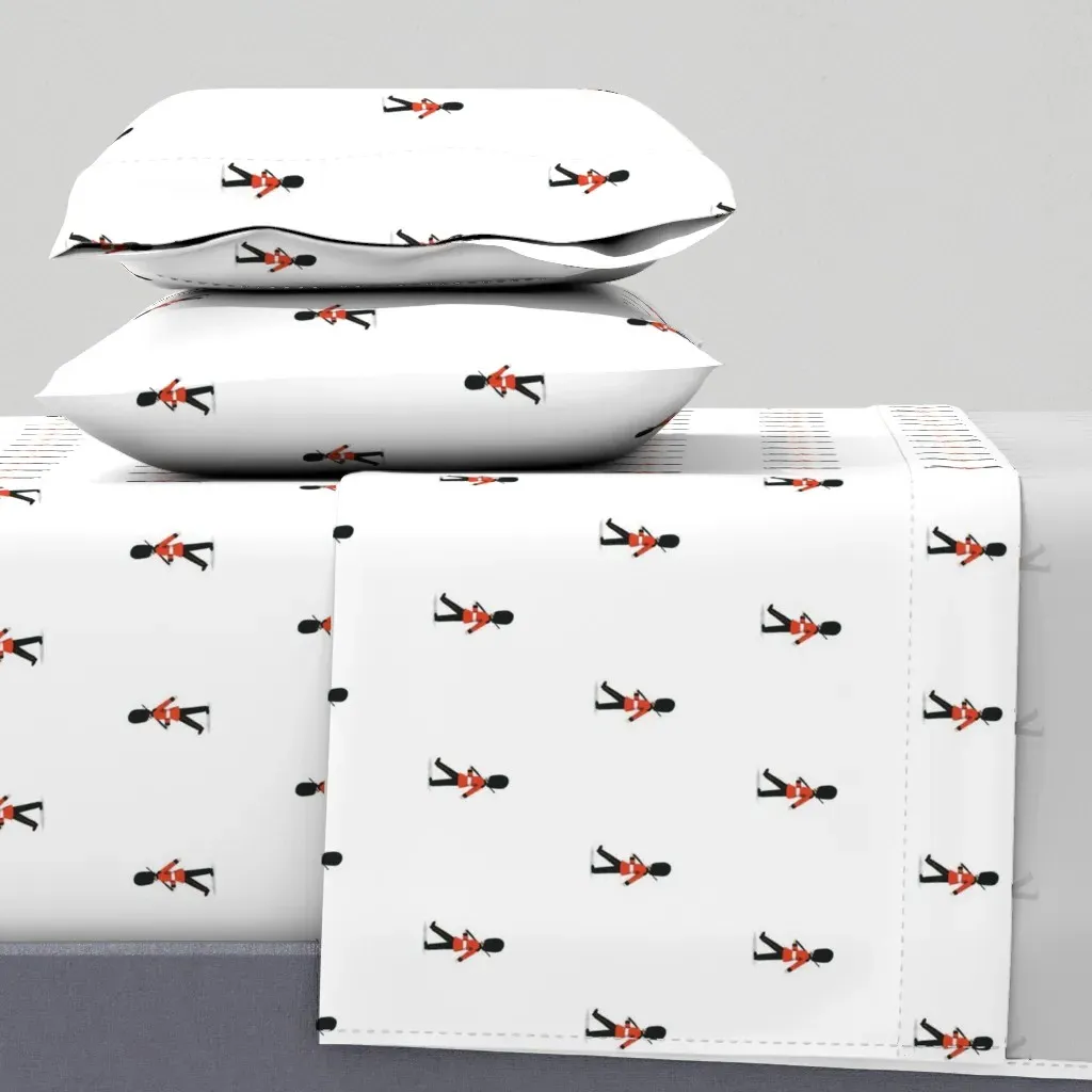 Queen's Guard Twin Sheet Set - Red, White product