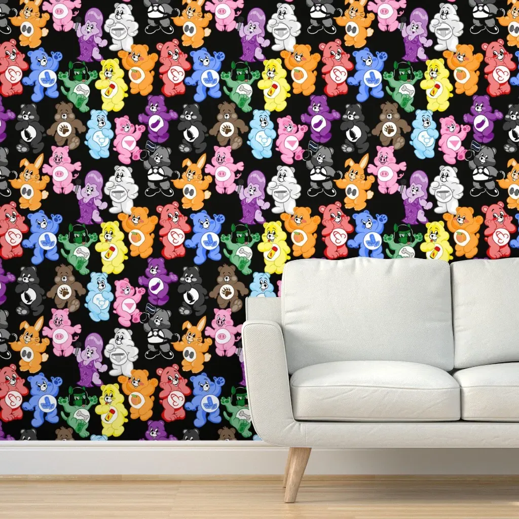 Queer Bears Party Peel and Stick Wallpaper - Black product