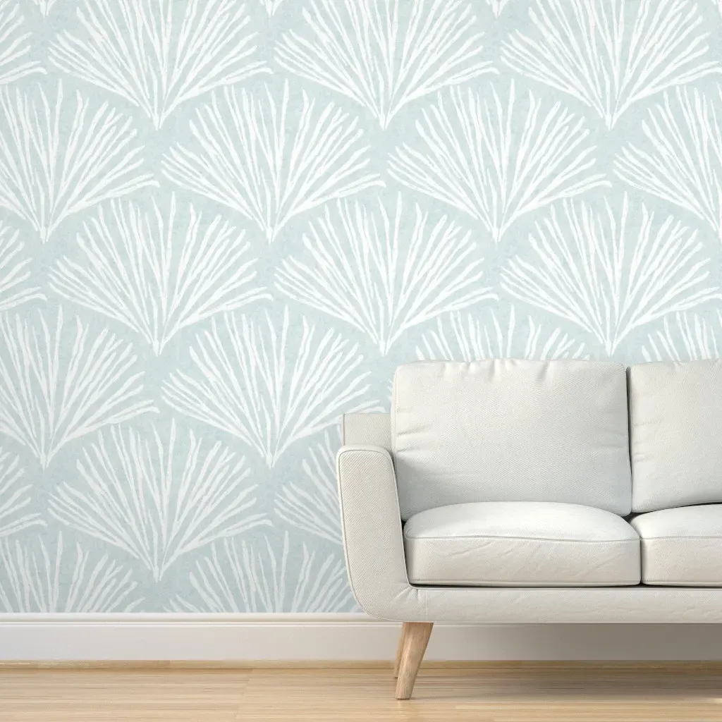 Quiet Reef Peel and Stick Wallpaper - Sea Glass Green, White product
